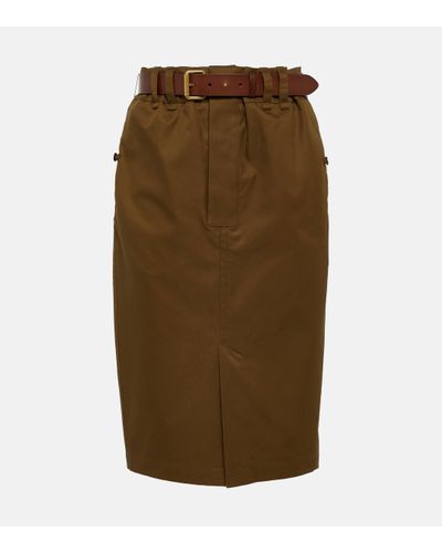 Saint Laurent Cotton Twill Pencil Skirt - Green