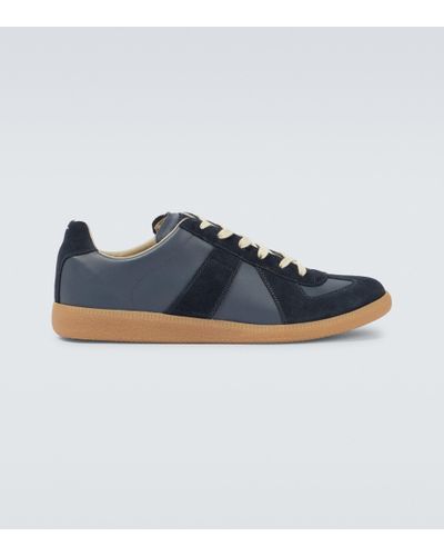 Maison Margiela Replica Leather And Suede Sneakers - Gray