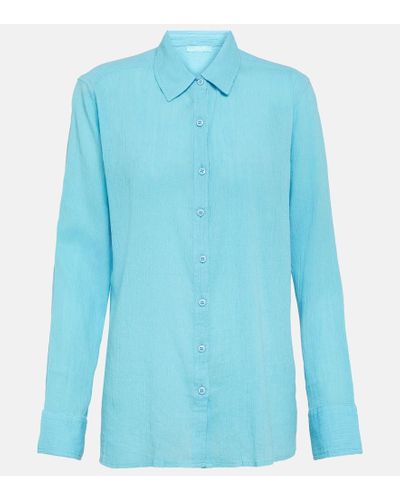 Melissa Odabash Camisa Tina de gasa de algodon - Azul