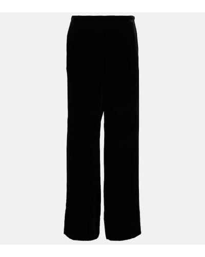 Totême High-rise Velvet Wide-leg Pants - Black