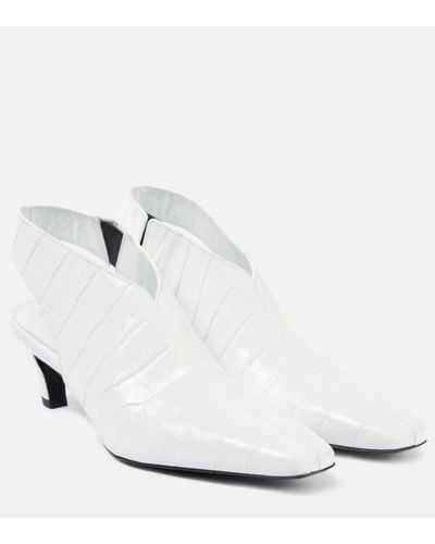 Totême The Croco Slim Leather Slingback Court Shoes - White