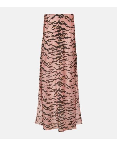 Zimmermann Matchmaker Tiger-print Silk Maxi Skirt - Pink