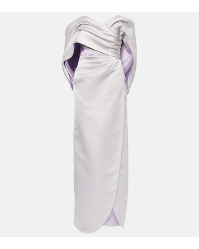 Carolina Herrera Off-shoulder Draped Satin Gown - White