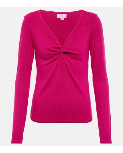 Velvet Twist-detail Top - Pink