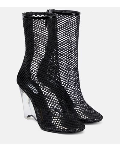 Alaïa La Cage Mesh And Pu Wedge Ankle Boots - Black