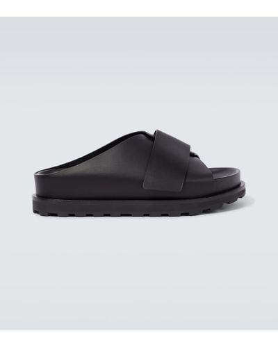 Jil Sander Leather Slides - Black