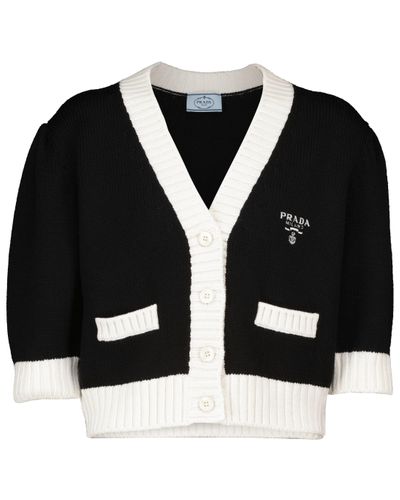 Prada Cardigan de lana cropped - Negro