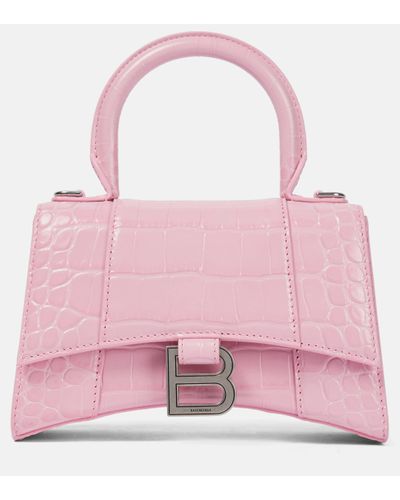 Balenciaga Hourglass Xs Leather Crossbody Bag - Pink