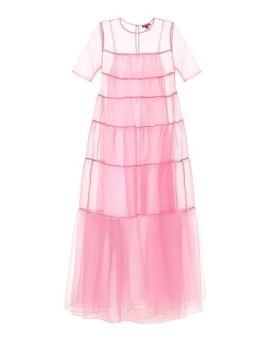 STAUD Hyacinth Crêpe Organza Gown - Pink