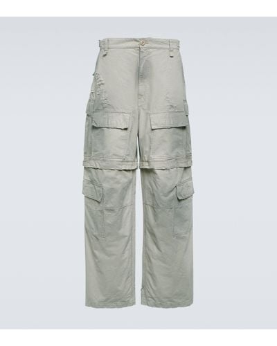 Balenciaga Convertible Distressed Cotton Cargo Trousers - Natural
