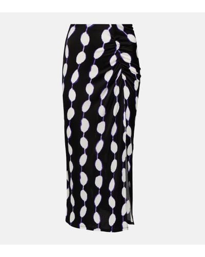 Diane von Furstenberg Garcel Printed Jersey Midi Skirt - Black