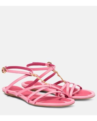 Jacquemus Les Sandales Pralu Plates Leather Sandals - Pink