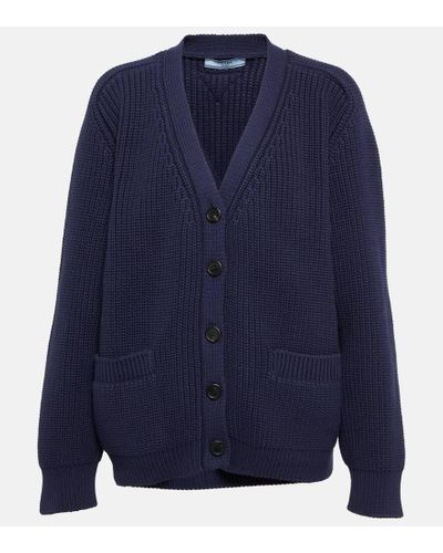 Prada Cardigan in maglia di misto cotone - Blu