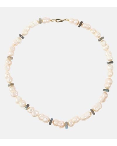 Ileana Makri 9kt Gold Pearl Beaded Necklace With Labradorites - Natural