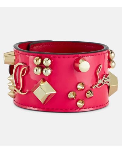 Christian Louboutin Carasky Embellished Patent Leather Bracelet - Pink