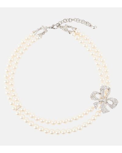 Alessandra Rich Halskette aus Zierperlen mit Kristallen - Weiß