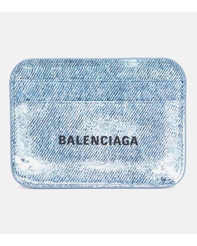 Balenciaga Bedrucktes Kartenetui aus Leder - Blau