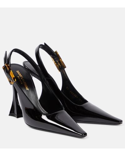 Saint Laurent Dune 110 Patent Leather Slingback Court Shoes - Black