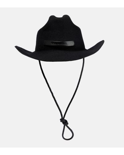Ruslan Baginskiy Leather-trimmed Cowboy Hat - Black