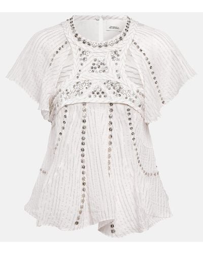 Isabel Marant Orna Embroidered Chiffon Top - White