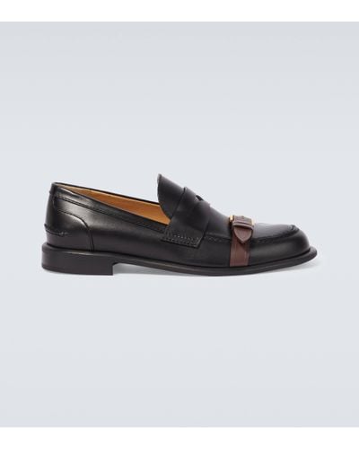 JW Anderson Animated Leather Penny Loafers - Black