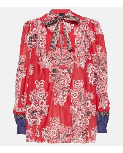 Etro Printed Cotton And Silk Blouse - Red