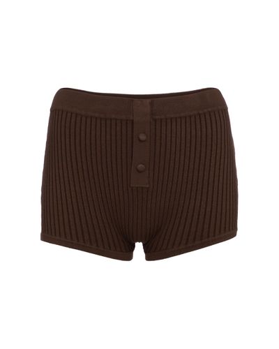 Live The Process Ribbed-knit Shorts - Brown