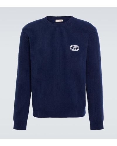 Valentino Vlogo Virgin Wool Sweater - Blue