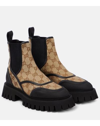 Gucci Monogram Canvas Boots - Brown