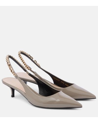Gucci Signoria Patent Leather Slingback Court Shoes - Natural