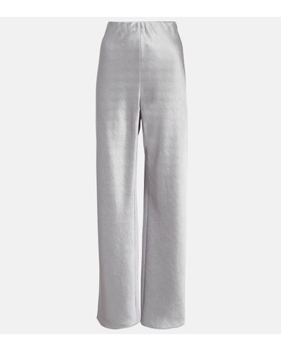Vince Satin Wide-leg Trousers - Grey