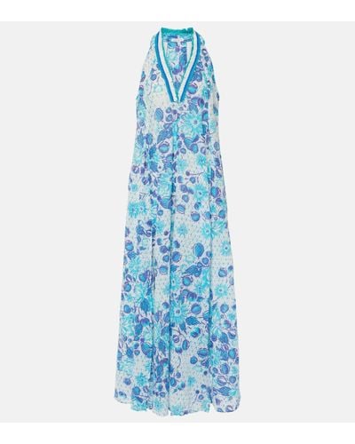 Poupette Cotton Midi Dress - Blue