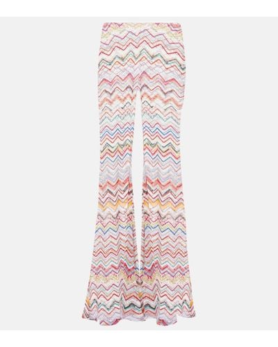 Missoni Zig Zag Low-rise Lame Flared Trousers - Pink
