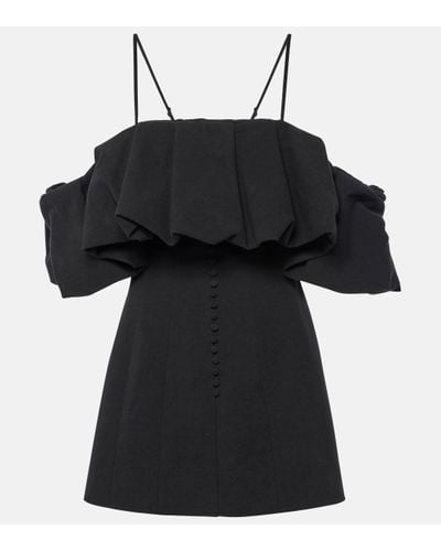Jonathan Simkhai Puff Cotton And Linen Minidress - Black