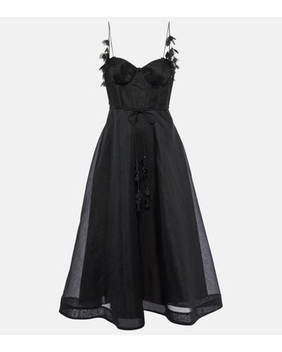 Zimmermann Natura Linen And Silk Corset Dress - Black