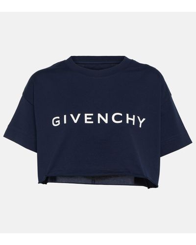 Givenchy T-shirt raccourci en coton a logo - Bleu