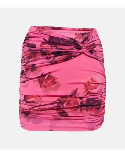 Blumarine Floral Ruched Miniskirt - Pink