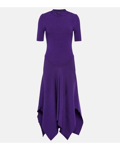 Stella McCartney Asymmetric Jersey Midi Dress - Purple