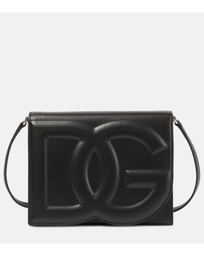 Dolce & Gabbana Logo Leather Shoulder Bag - Black