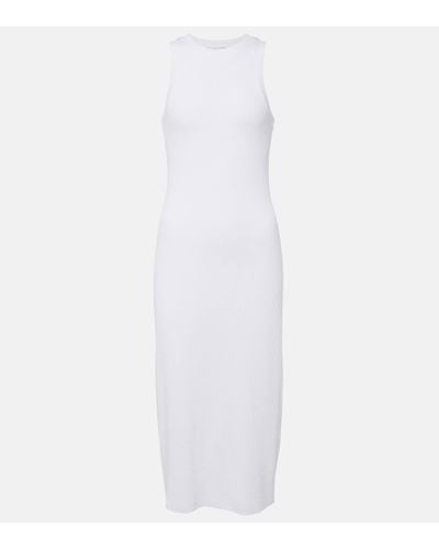 Vince Ribbed-knit Jersey Midi Dress - White