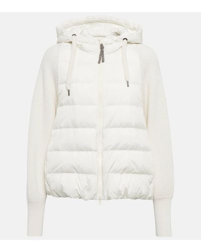 Brunello Cucinelli Veste matelassee en cachemire melange - Blanc