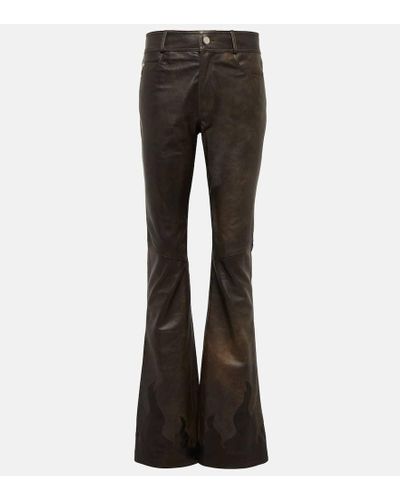 Alessandra Rich Pantalones flared de piel tiro alto - Negro