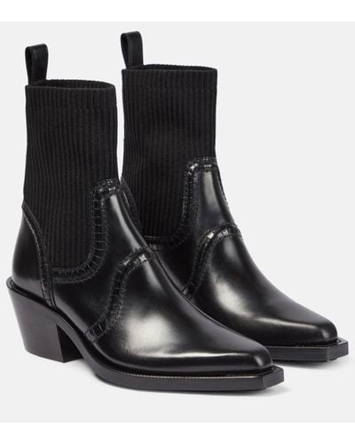 Chloé Nellie Texan Leather Bootie - Black