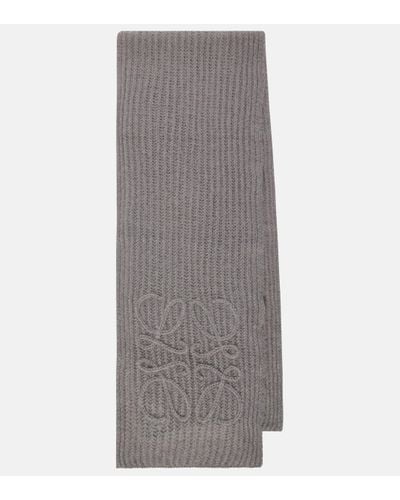 Loewe Anagram Open-knit Mohair-blend Scarf - Grey