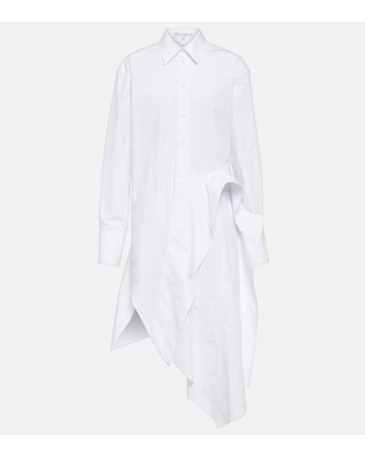 JW Anderson Deconstructed Cotton Poplin Shirt Dress - White