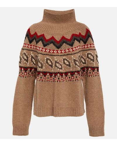 Alanui Antarctic Circle Virgin Wool Turtleneck Sweater - Brown