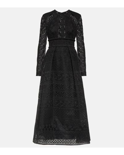 Elie Saab Cotton-blend Lace Maxi Dress - Black