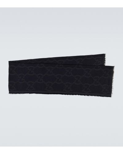 Gucci GG Wool And Silk Scarf - Black