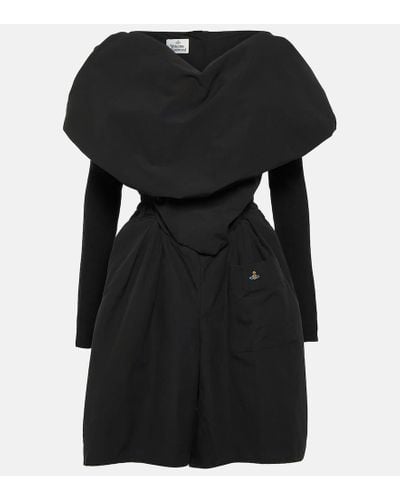 Vivienne Westwood Jumpsuit corta in cotone arricciato - Nero