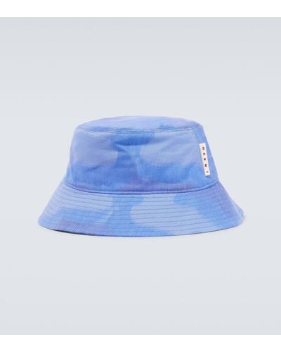 Marni Tie-dye Canvas Bucket Hat - Blue